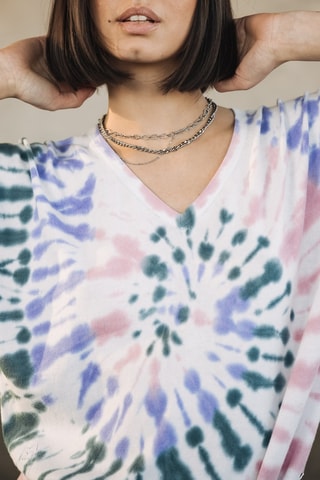 T-shirt tie and dye - Blanc et rose