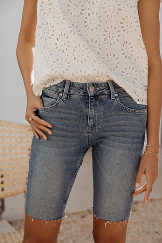 Bermuda en jean taille haute Cameron - Bleu