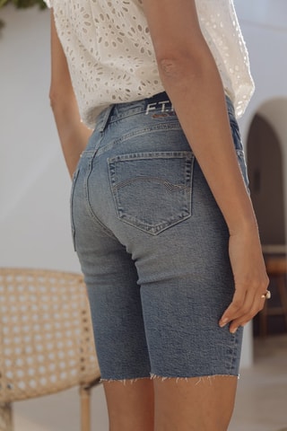 Bermuda en jean taille haute Cameron - Bleu