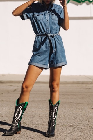 Combishort Edna Denim - Bleu