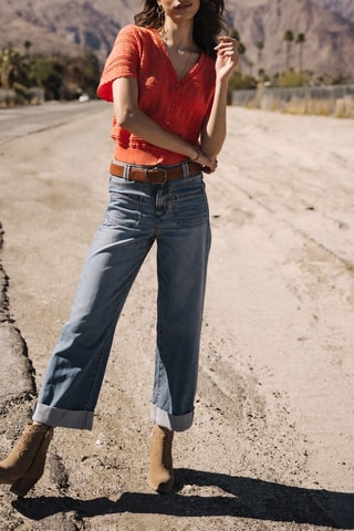 Jean wide legs taille haute - Bleu