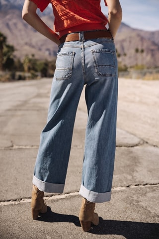 Jean wide legs taille haute - Bleu