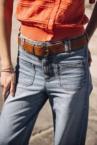 Jean wide legs taille haute - Bleu