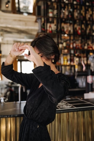 Robe Zita Jacquard - Noir