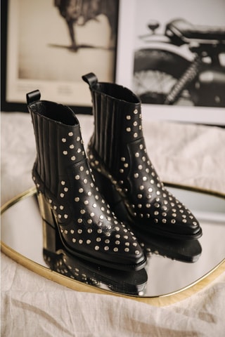 Bottines en cuir Teresa Studs - Noir