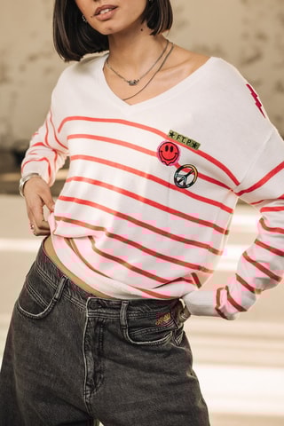 Pull - Blanc et orange