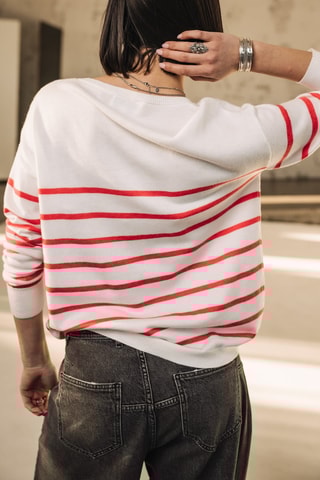 Pull - Blanc et orange