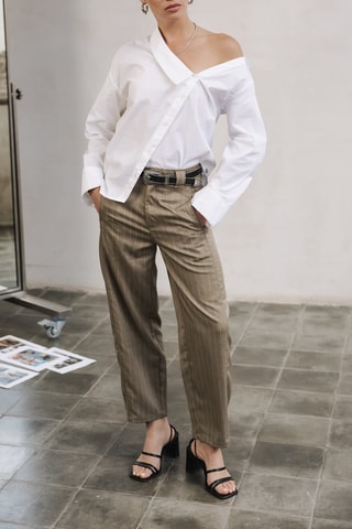 Pantalon taille haute - Beige