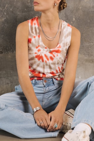 Débardeur tie and dye - Blanc et orange