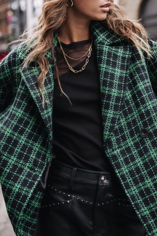 Veste en laine Vicky Gingham - Noir et vert