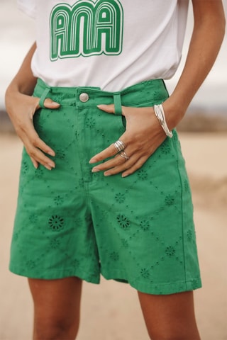 Short en broderie anglaise - Vert