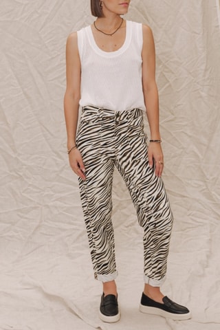 Pantalon 7/8 Edita Wildino - Blanc et marron