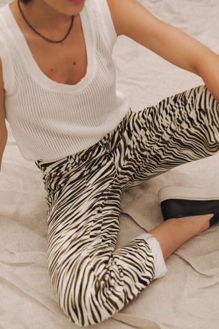 Pantalon 7/8 Edita Wildino - Blanc et marron