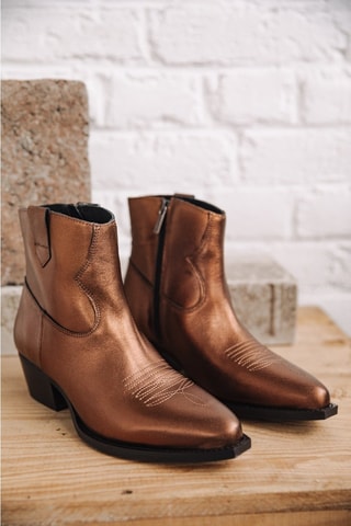 Bottines en cuir Sixtin Metal - Marron