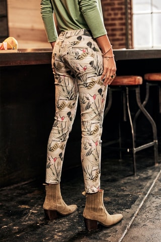 Pantalon slim Alexa Cropped Colibri - Beige, rouge et vert