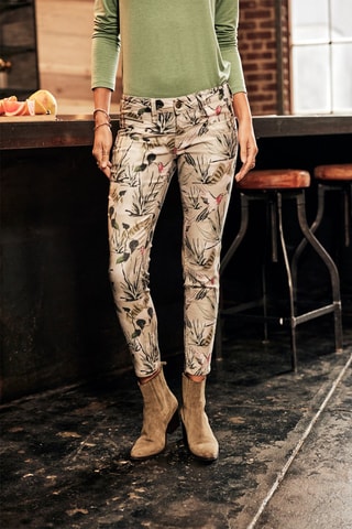 Pantalon slim Alexa Cropped Colibri - Beige, rouge et vert