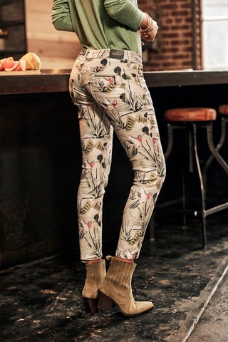 Pantalon slim Alexa Cropped Colibri - Beige, rouge et vert