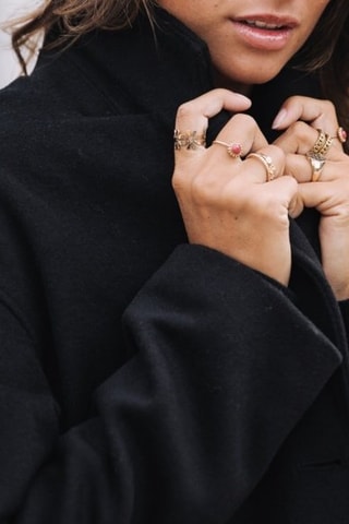 Manteau en laine Mabella Plain Color - Noir