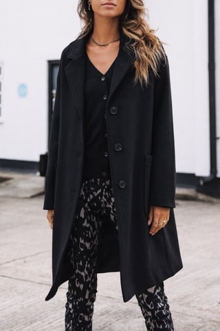 Manteau en laine Mabella Plain Color - Noir