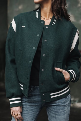 Bomber en laine - Blanc et vert