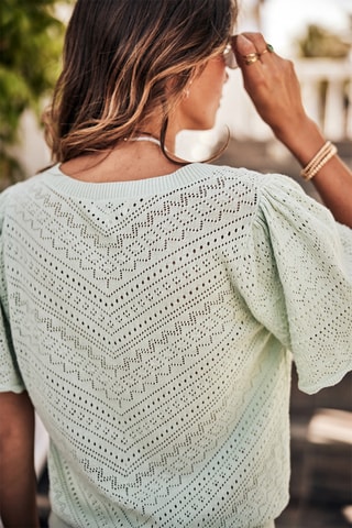 Pull court Posie Openwork - Bleu et vert
