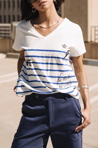 T-shirt - Blanc et bleu