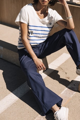 T-shirt - Blanc et bleu