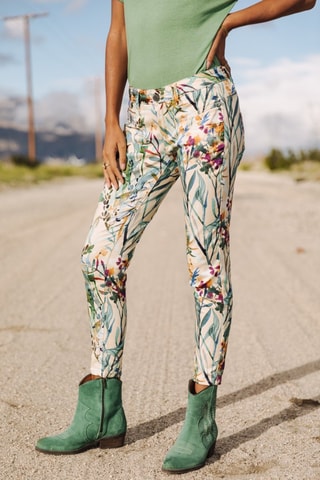 Pantalon 7/8 Alexa Cropped Ribella - Blanc et vert