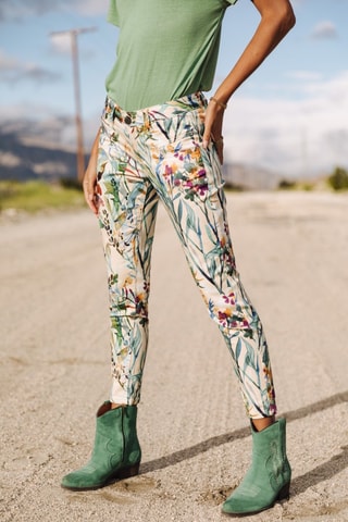 Pantalon 7/8 Alexa Cropped Ribella - Blanc et vert