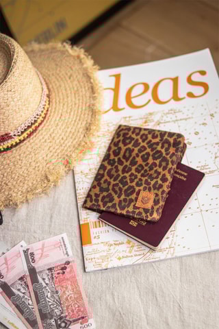 Protège-passeport en cuir - Marron et noir