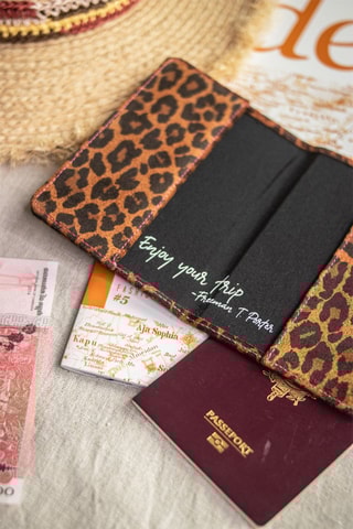 Protège-passeport en cuir - Marron et noir