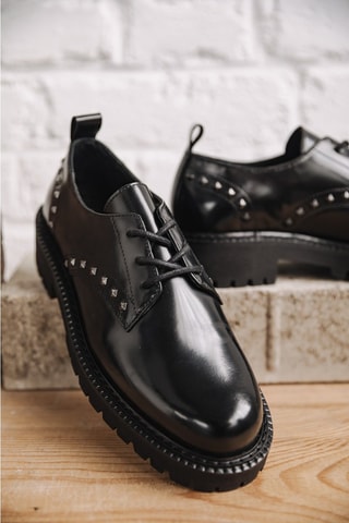 Derbys à talons en cuir Pina - Noir