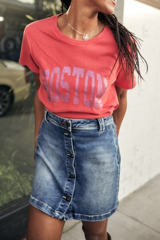 T-shirt Suria Print Boston - Rouge