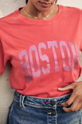 T-shirt Suria Print Boston - Rouge