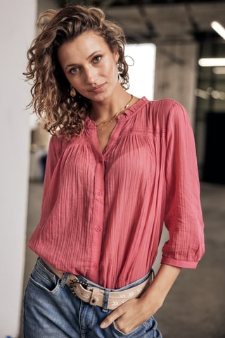 Chemisier Brune Plain Color - Rose