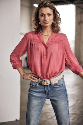 Chemisier Brune Plain Color - Rose