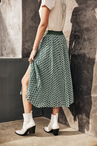 Jupe plissée Jaya Flow - Blanc, noir et vert