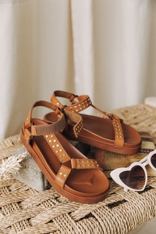 Sandales en cuir Elvie - Marron