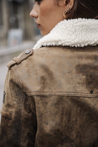 Veste en cuir Siana Used Leather - Marron