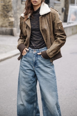 Veste en cuir Siana Used Leather - Marron