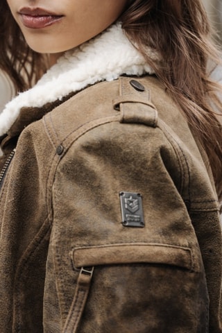 Veste en cuir Siana Used Leather - Marron