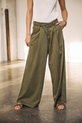 Pantalon wide legs - Vert