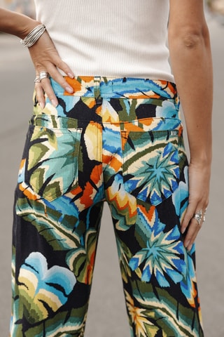 Pantalon palazzo - Noir, bleu et vert