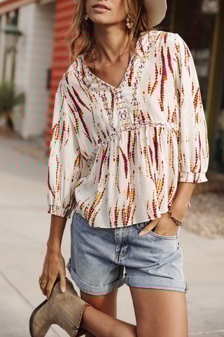 Blouse - Blanc et rouge