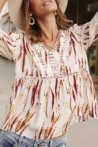 Blouse - Blanc et rouge