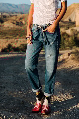 Jean boyfriend 7/8 Jannet - Bleu