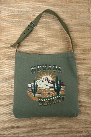 Sac porté épaule - Vert et beige