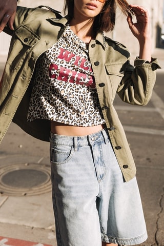 T-shirt - Blanc et marron