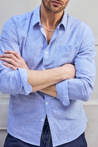 Chemise en lin - Bleu