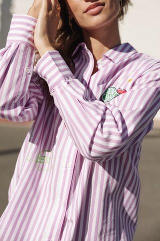 Chemisier - Blanc, violet et rouge